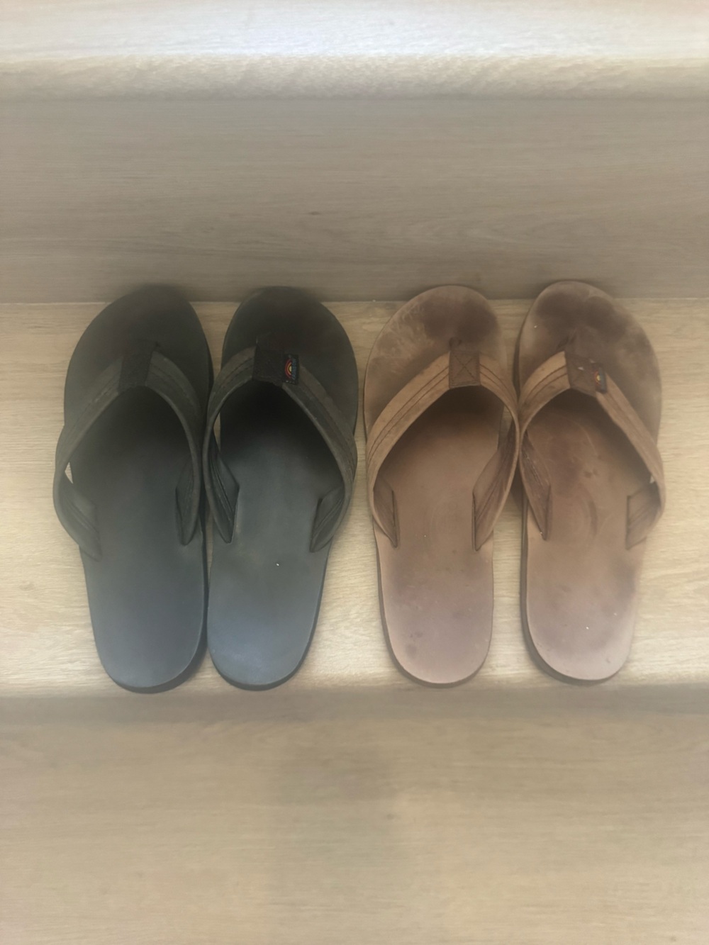 Leather Flip Flops Duo in Black and Brown